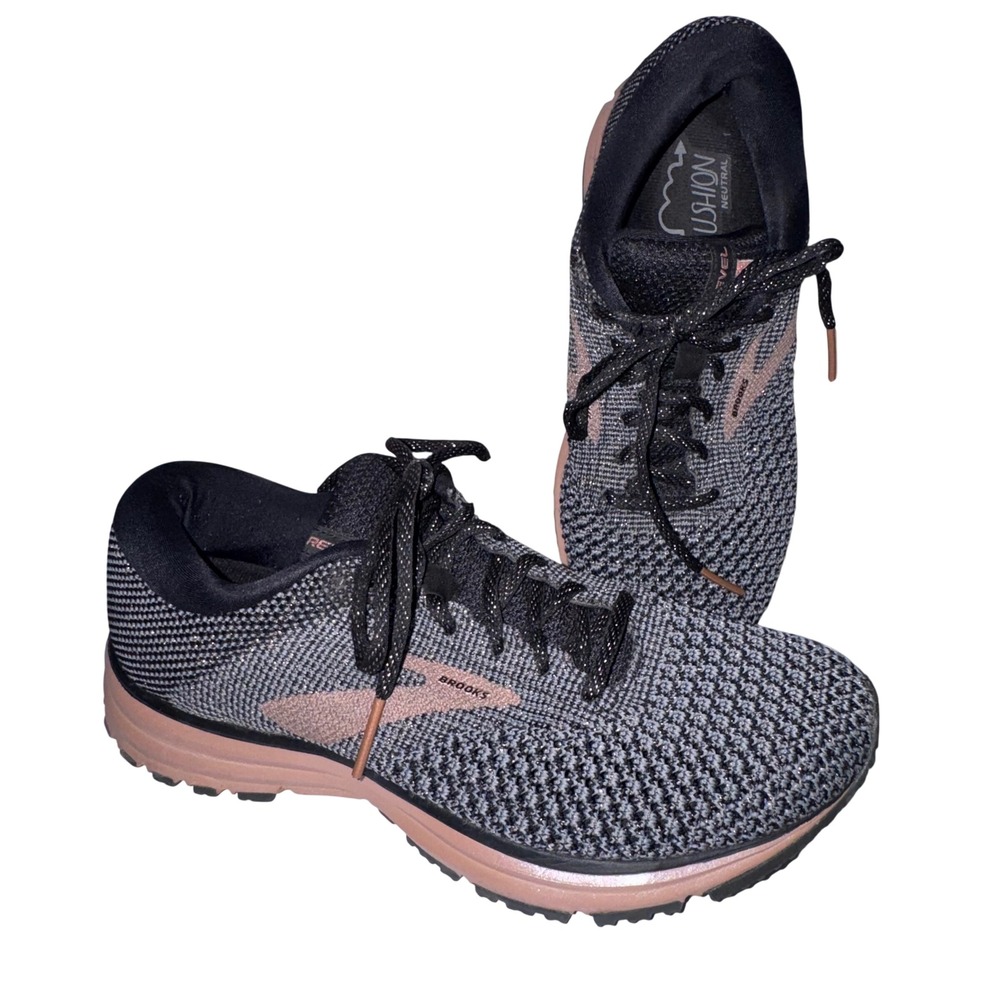 Brooks Revel 2 Running Shoes Womens 8.5 Black Rose Gold Excellent 1202811B038